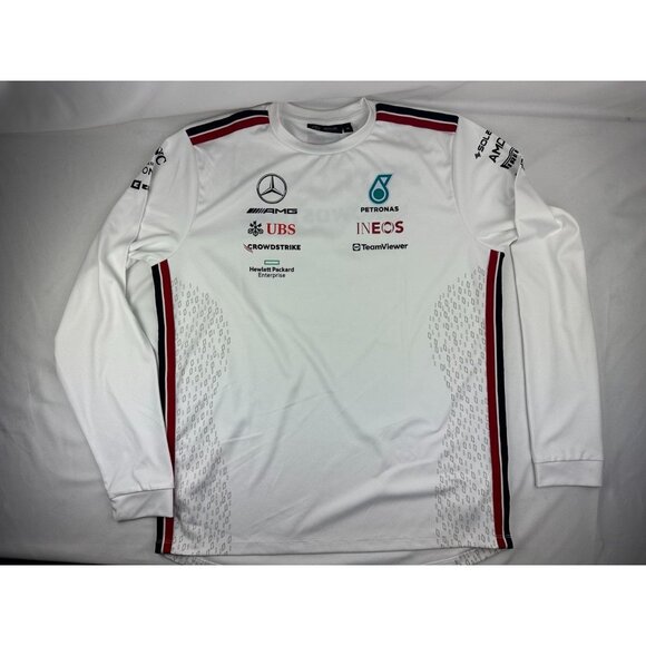 Mercedes AMG Petronas F1 Long Sleeve Shirt Medium White Formula 1 Team 2023 - Picture 1 of 7